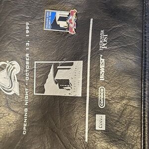 Colorado Avalanche Opening Night Pepsi Center Leatherette Duffel bag 1999 & Pin